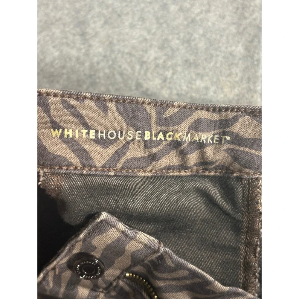White House Black Market‎ Zebra Print The Skinny Crop Pants Brown Black Size 8